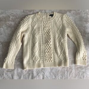 J.Crew Cream Cable Knit Sweater Lambswool Blend Chunky Textured Size M